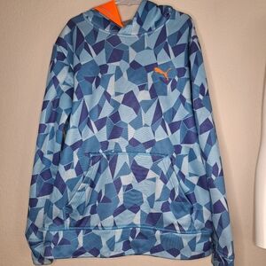 Puma Blue Broken Glass Geometric Hoodie Size Youth Medium